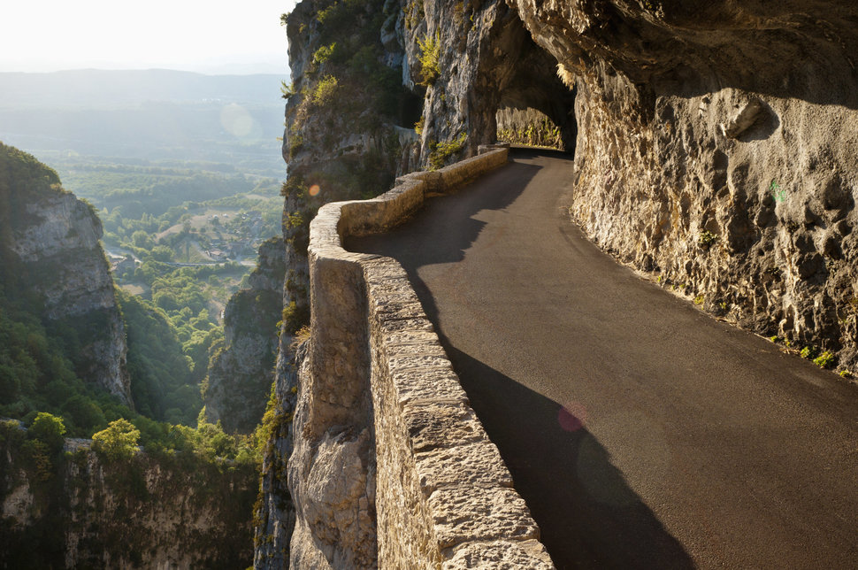 Road mountain along Gorges du Nan in Vercors, Isere, France