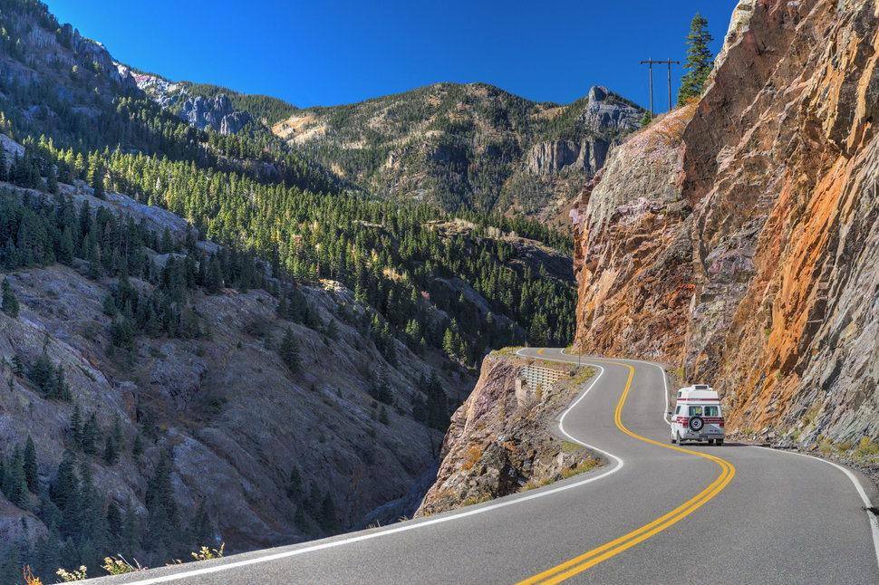 USA, Colorado, between Silverton and Ouray, The Million Dollar Highway part of the San Juan Skyway Scenic Byway